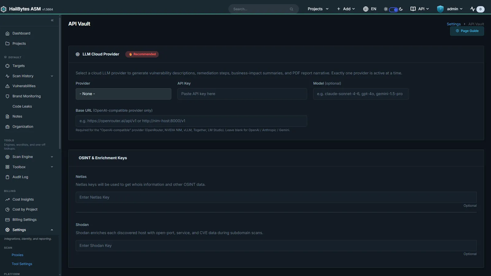 HailBytes ASM API Vault: Third-party keys resolved through Vault, Azure Key Vault, or AWS Secrets Manager.