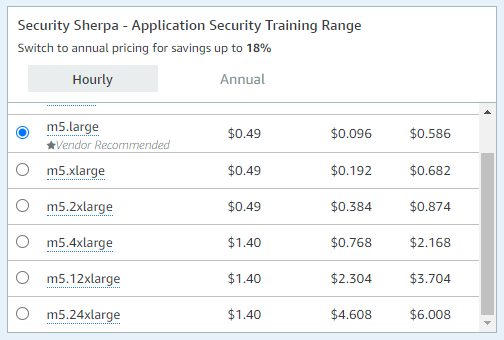 Security Sherpa application training range pricing