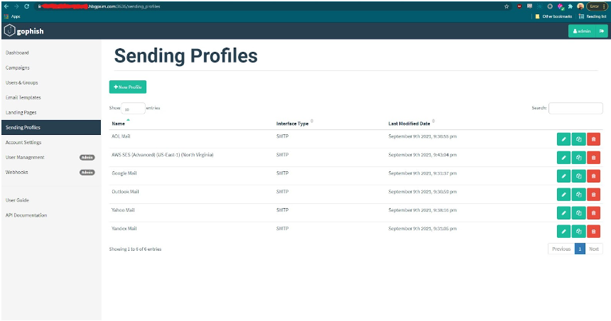 Gophish Sending Profiles