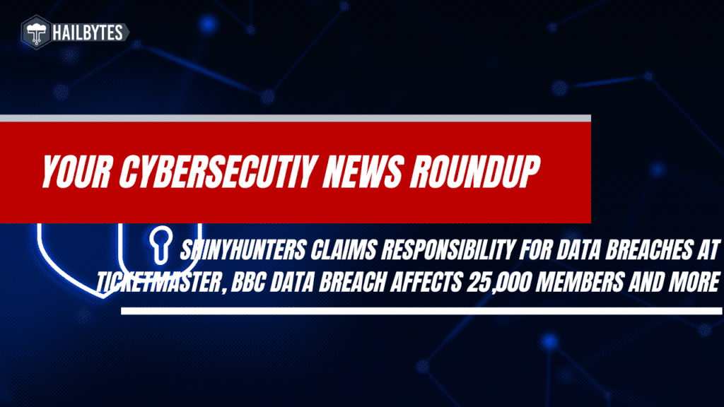 Cybersecurity news on data breaches, ShinyHunters, Ticketmaster, BBC.