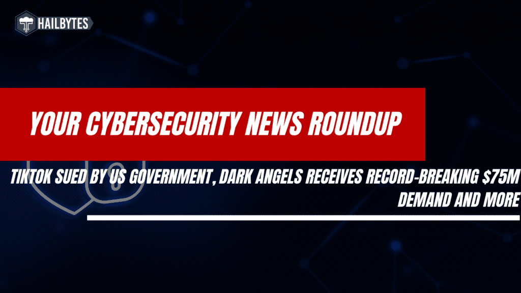 Cybersecurity news banner, TikTok sued, Dark Angels lawsuit.