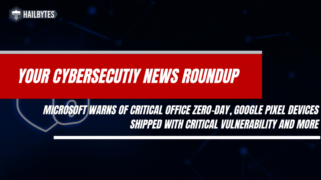 Cybersecurity news banner on zero-day threats and device vulnerabilities.